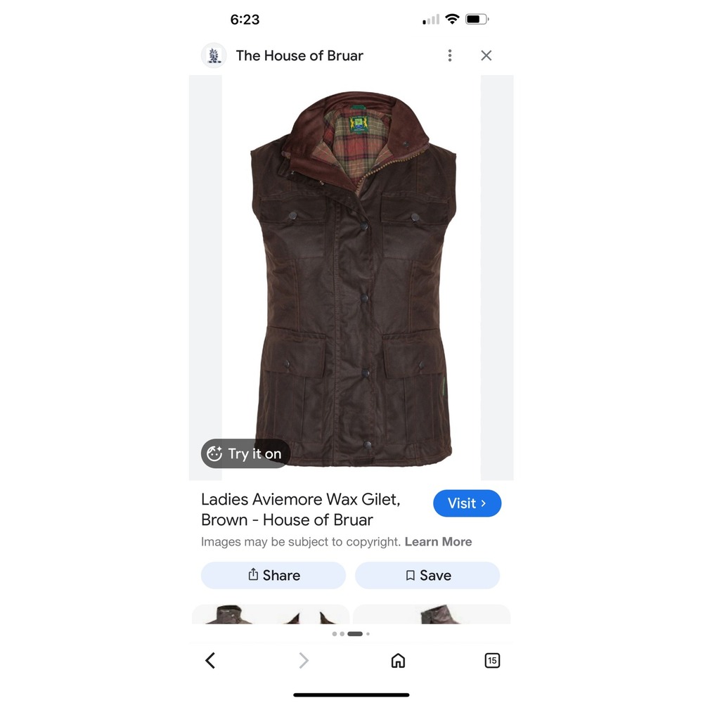 Hunter Outdoor British  Waxed Cotton Gillet  Vest Brown Tartan Plaid L 14 - Picture 10 of 10